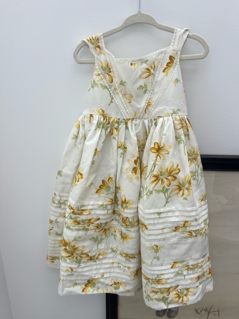 Brock Collection 4T White Floral Dress with Yellow Sunflower Print